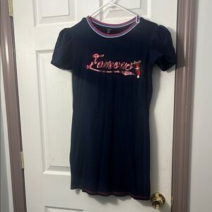Max Studio Navy Mini Dress with Red Accents
